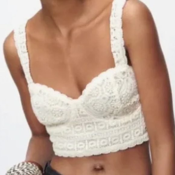 Zara white lace crochet bralette bra top size Small - Picture 1 of 7